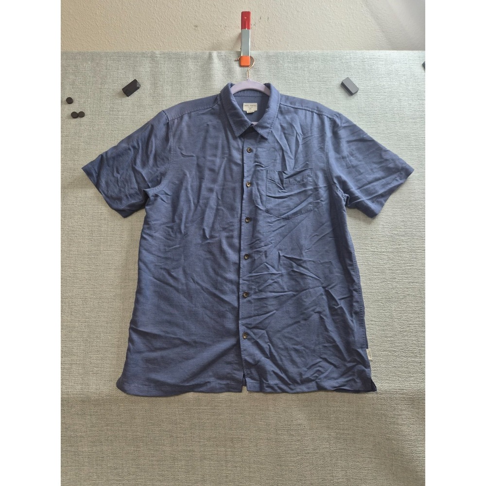 Jack O'Neill Shirt Mens Medium Blue Button Up Textured Back Box Relaxed Fit